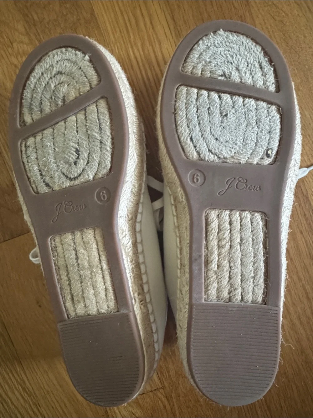 J. Crew Cream Canvas Lace-Up Espadrilles with Gold Eyelets